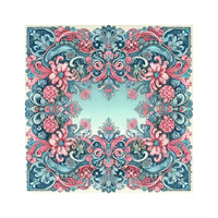 Pink and Blue Floral Satin Head Scarf - Double R Rags