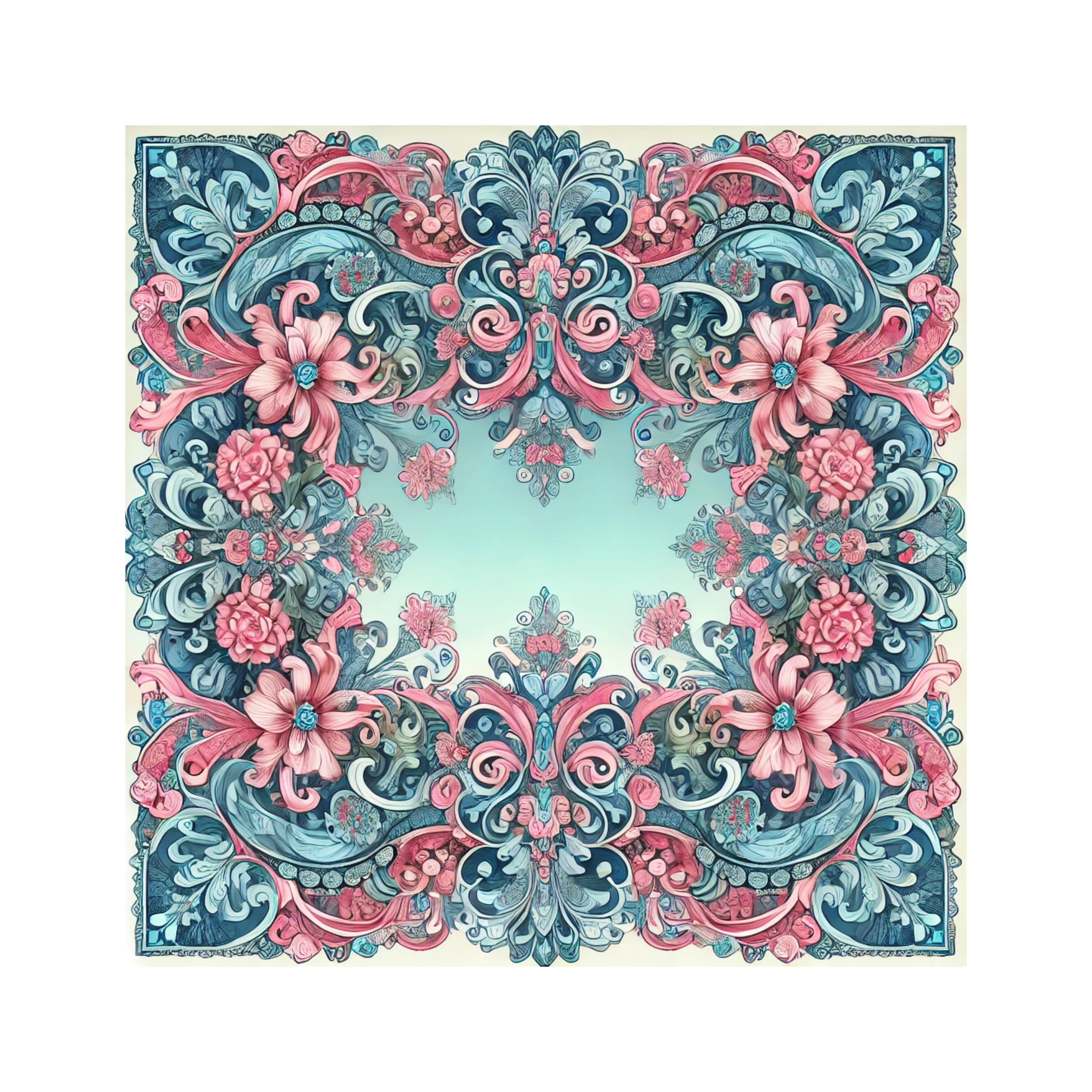 Pink and Blue Floral Satin Head Scarf - Double R Rags