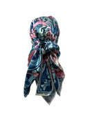 Pink and Blue Floral Satin Head Scarf - Double R Rags