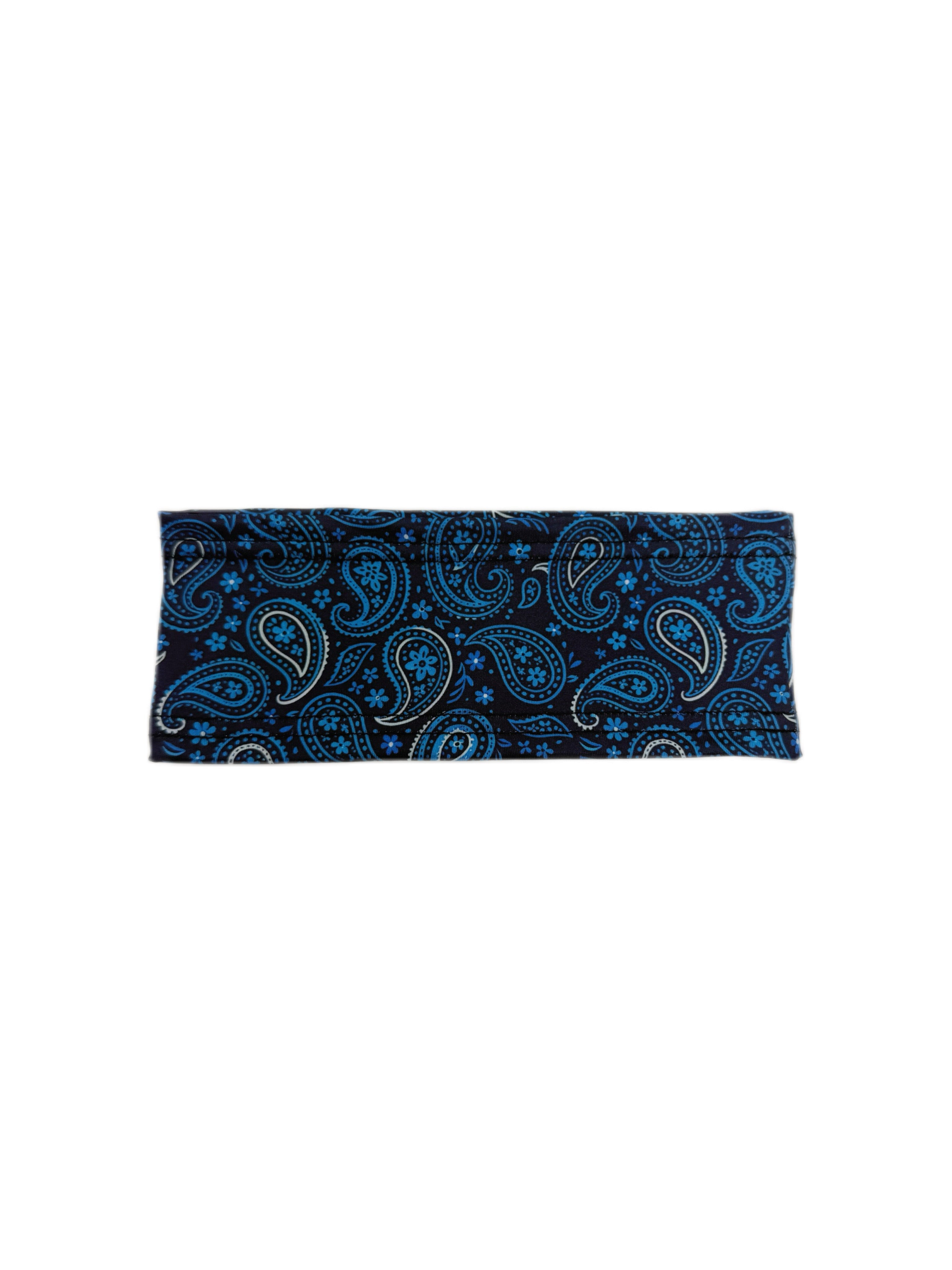 Royal Blue Paisley Stretch Headband - Double R Rags