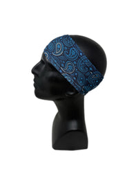 Royal Blue Paisley Stretch Headband - Double R Rags