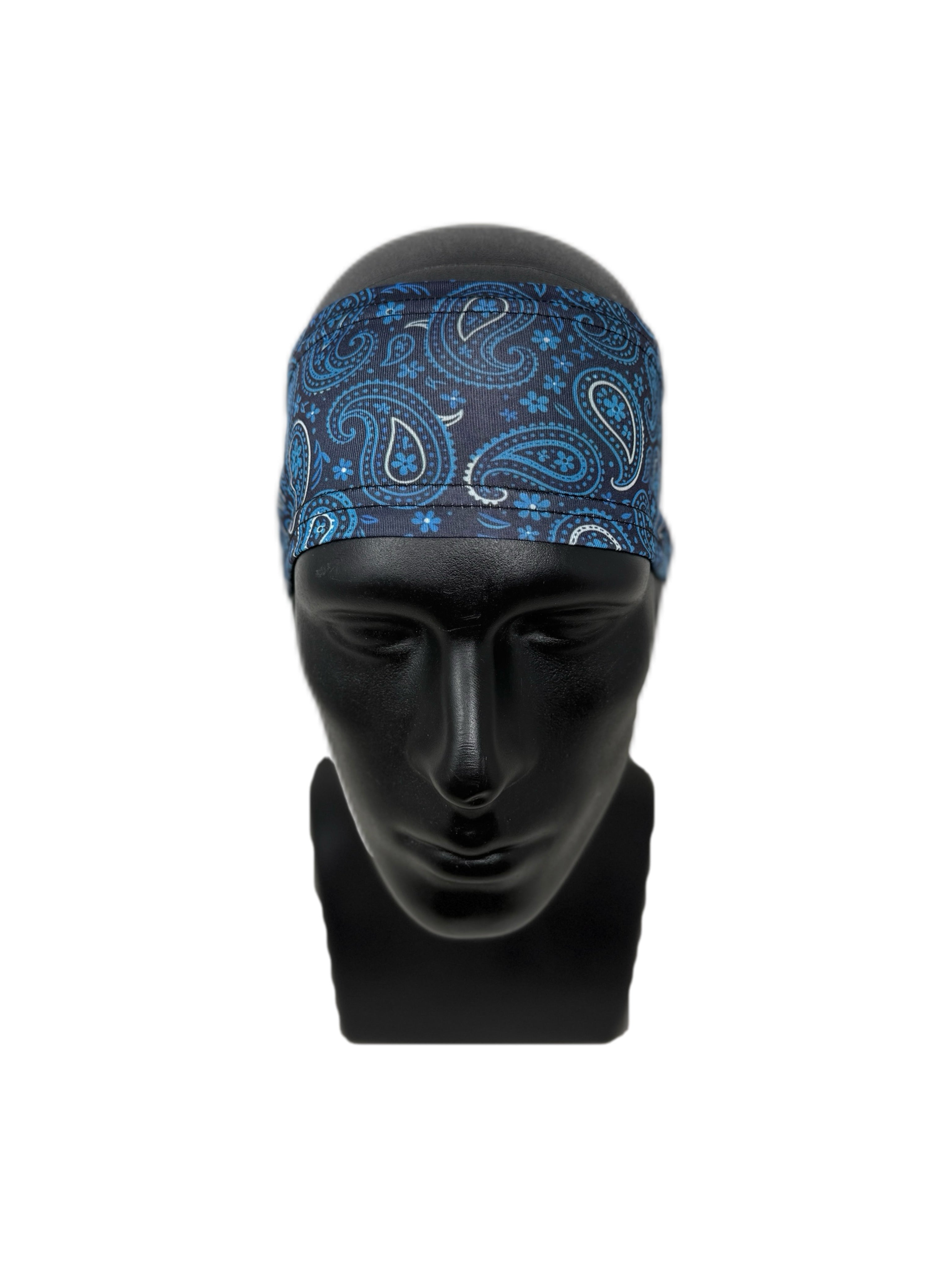 Royal Blue Paisley Stretch Headband - Double R Rags