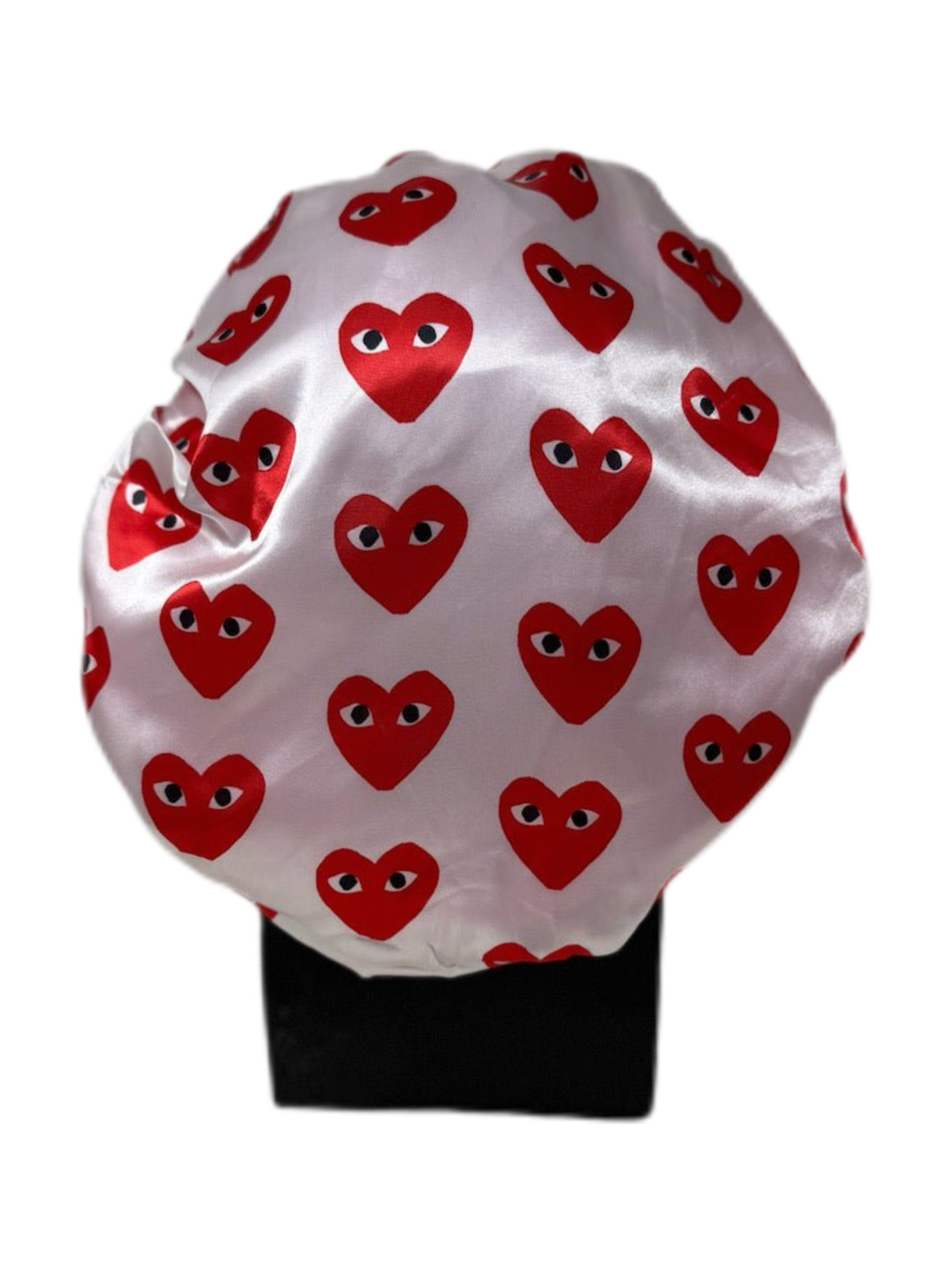 White CDG Luxurious Silk Bonnet - Double R Rags