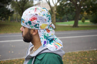White Double R Floral Velvet Durag - Double R Rags
