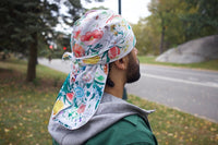 White Double R Floral Velvet Durag - Double R Rags