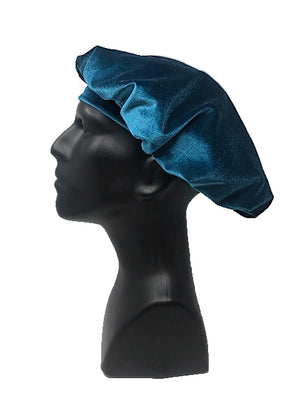 Aqua Blue Velvet Bonnet - Double R Rags