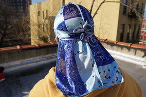 Blue Paisley Designer Silk Durag - Double R Rags